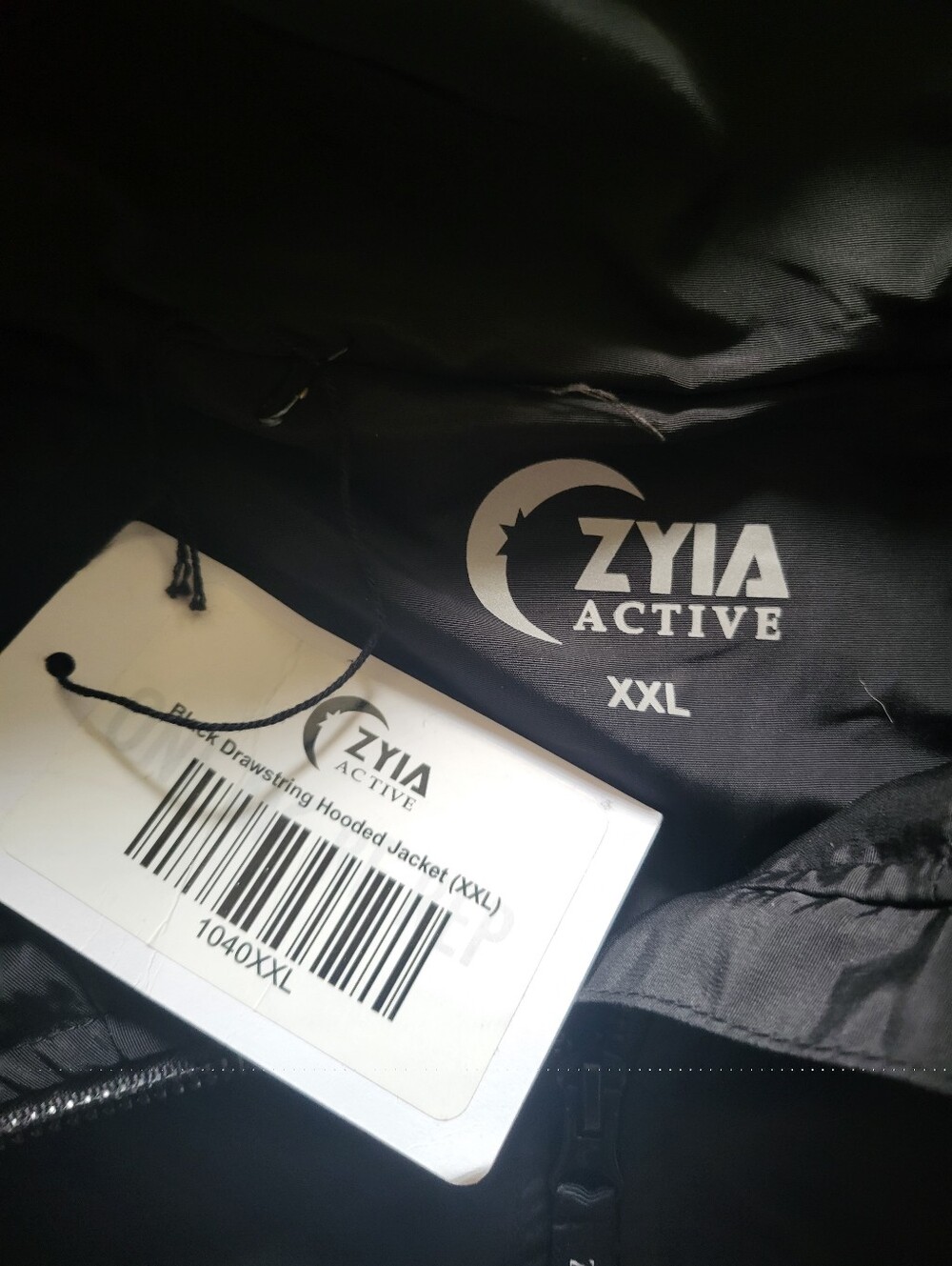 NWT Zyia Active Black Drawstring Hooded Jacket XXL #1040 - Picture 3 of 4